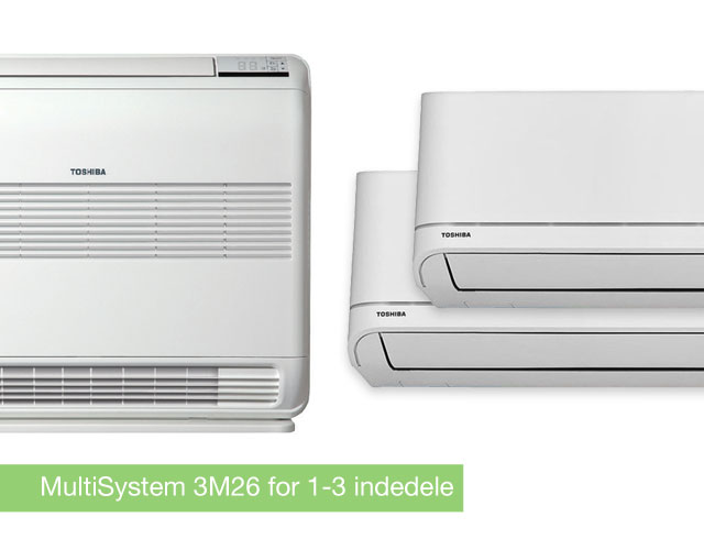 TOSHIBA MultiSystem 3M26 varmepumpe A++ til 3 indedele